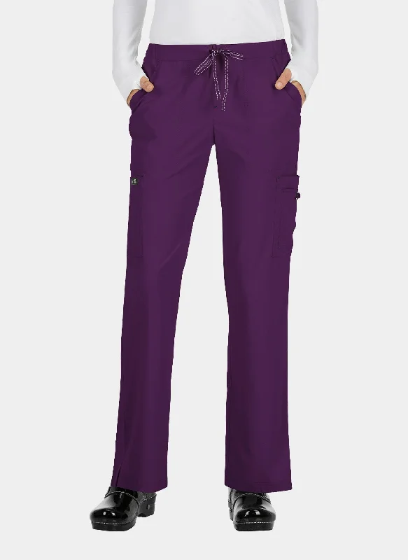 Koi Basics Holly Scrub Trousers - Eggplant Trousers Polka Dot Cute