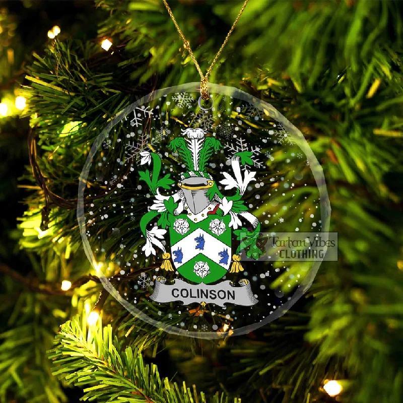 Colinson Irish Clan Christmas Glass Ornament with Coat of Arms Print Jacquard Embroidered Colinson Irish Clan Christmas Glass Ornament with Coat of Arms Print Jacquard Embroidered