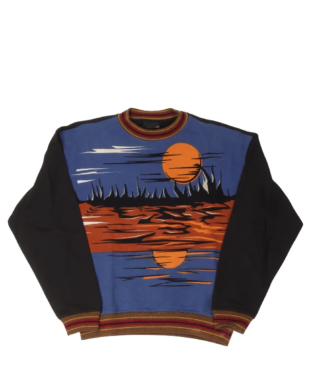 Horizon Crewneck Sweatshirt Hoodie with Drop Shoulder Relaxed Streetwear