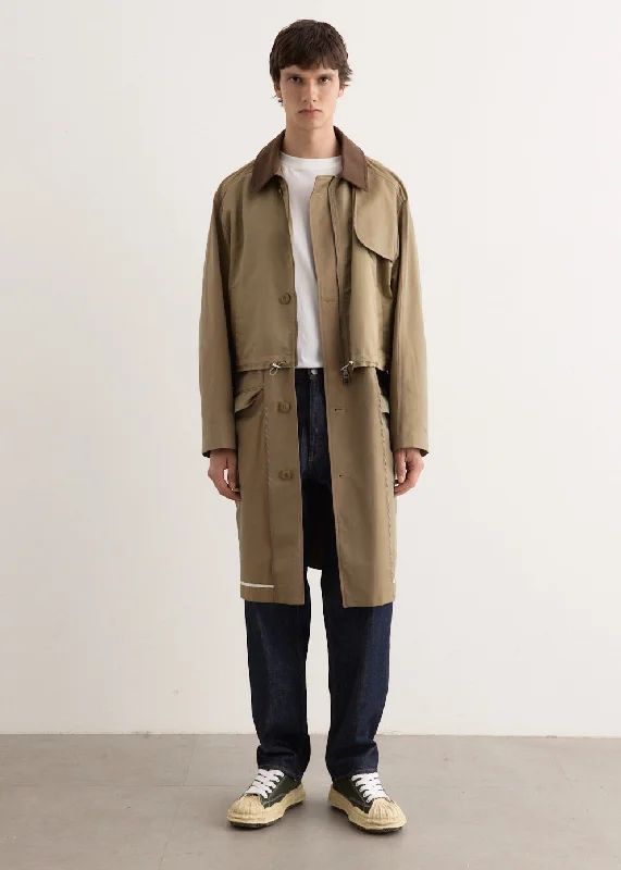 Bomber Mix Coat Tie-Waist Belted Drawstring