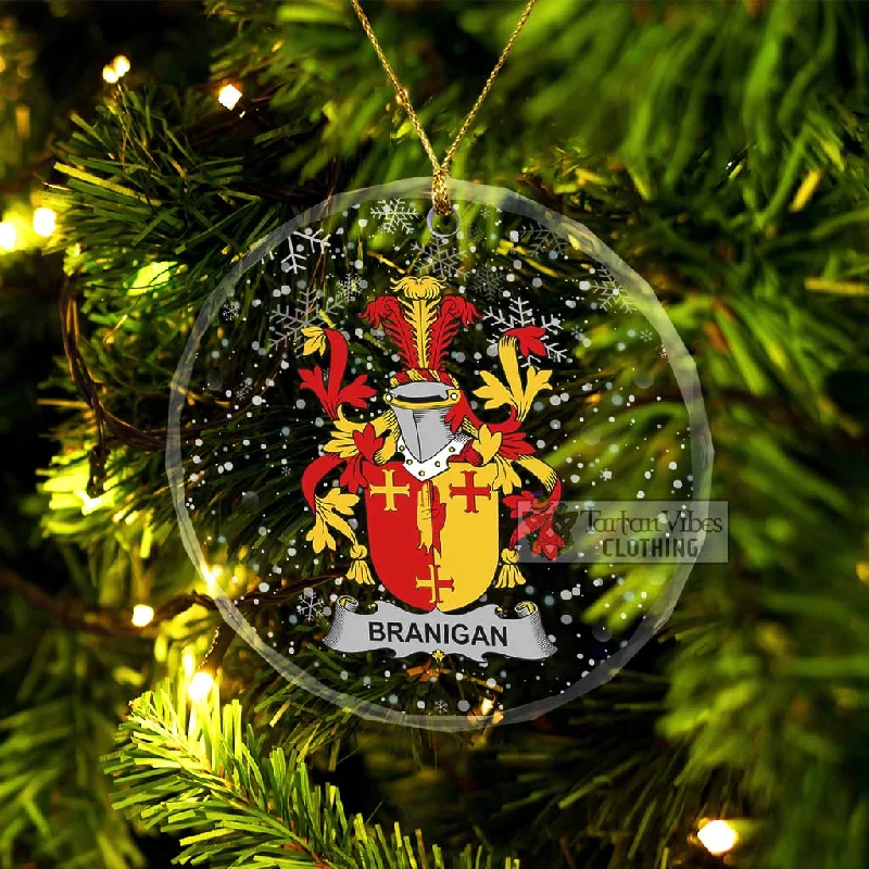 Branigan Irish Clan Christmas Glass Ornament with Coat of Arms Hooded Jacket Zipper Jacket Button Jacket
