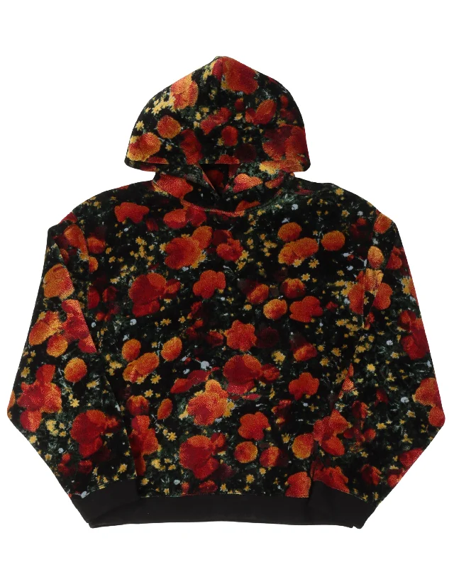 SS19 Plain Rainbow Poppies Hoodie Hoodie with Set-In Sleeves Structured Classic