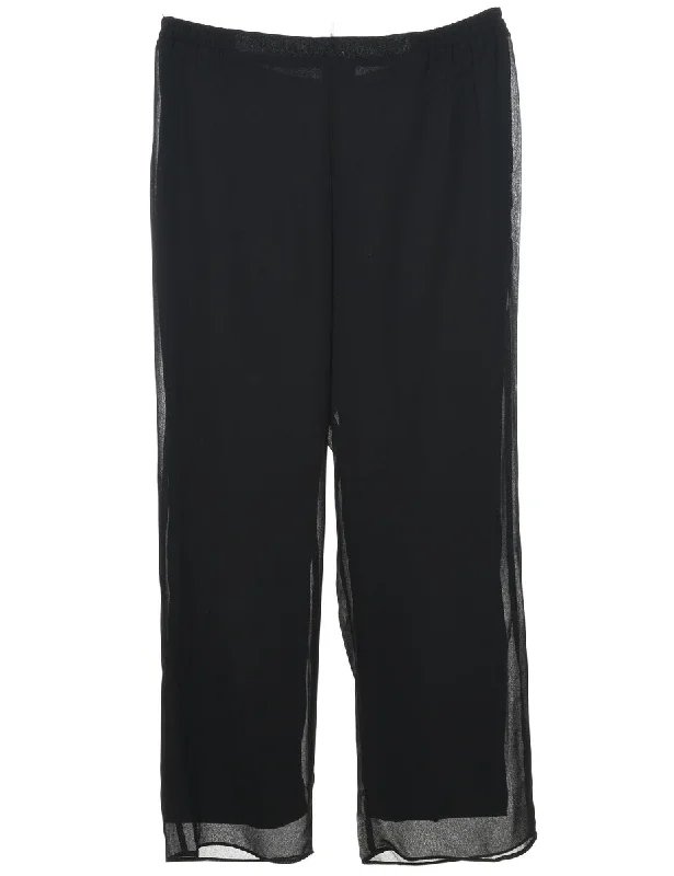 Black Classic Sheer Layer Trousers - W34 L29 Trousers Versatile Stylish