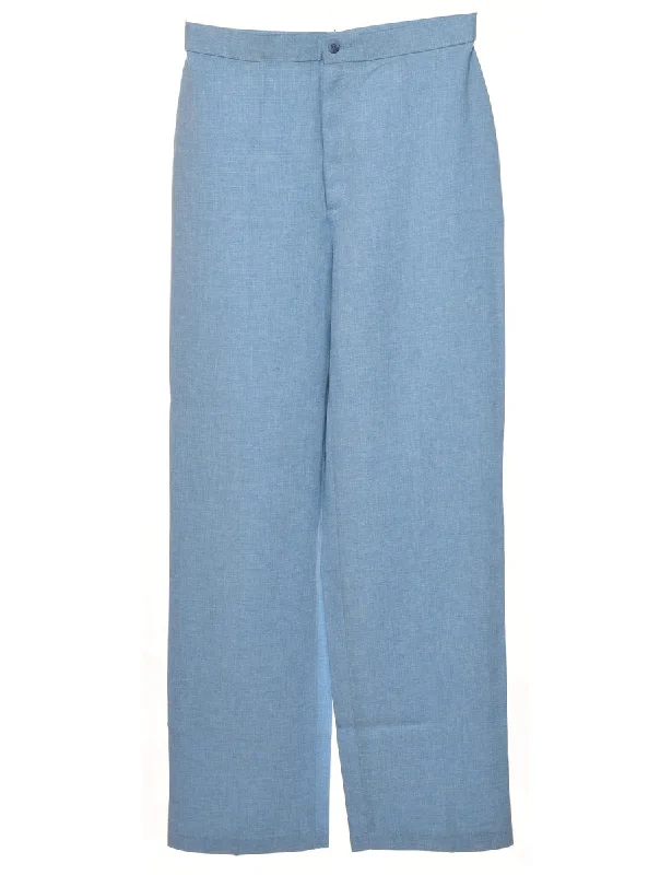 1970s Light Blue Trousers - W30 L32 Trousers Plaid Checkered