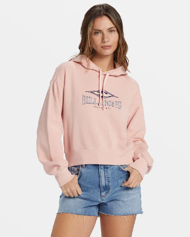 Billabong All Time Fleece Pullover Sweatshirt - DUSTY PEACH Hoodie with Neon Bright Vibrant