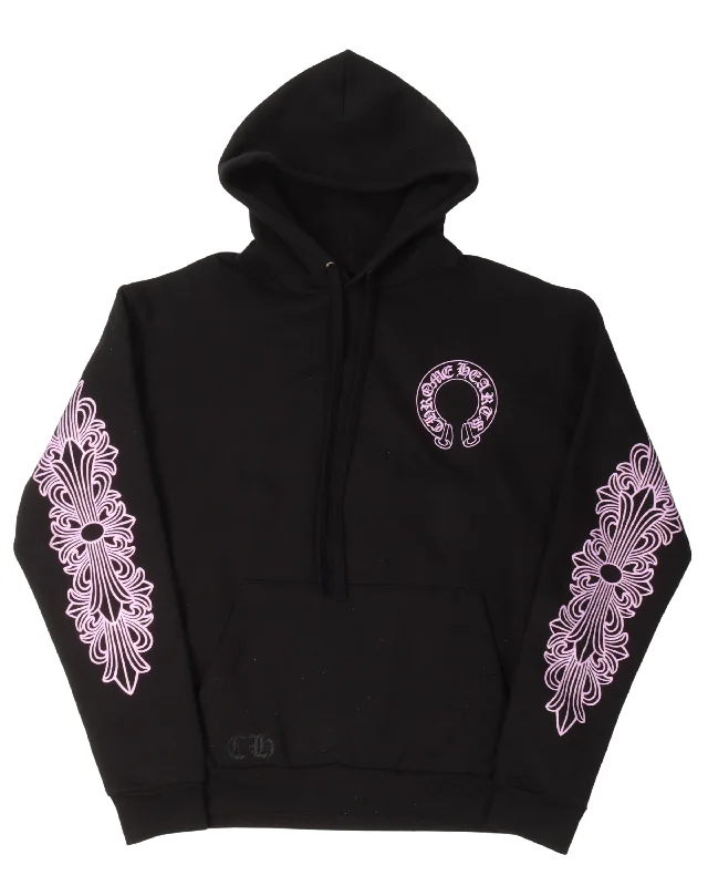 Friends & Family Pink Glitter Horseshoe Logo Hoodie Hoodie with Side Slits Relaxed Casual Friends & Family Pink Glitter Horseshoe Logo Hoodie Hoodie with Side Slits Relaxed Casual
