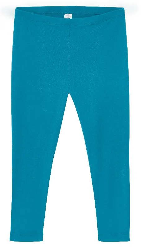 Women's 100% Cotton Soft Capri Leggings | Teal Fashionable Solid Color Tights