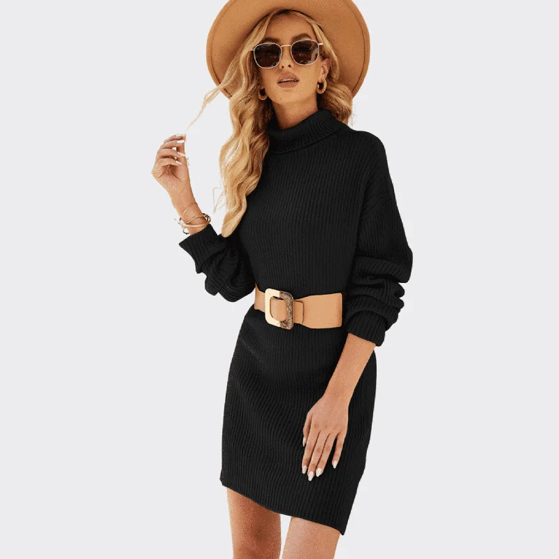 Long Pullover Knitted Sweater Dress Solo Sleeve Pullover