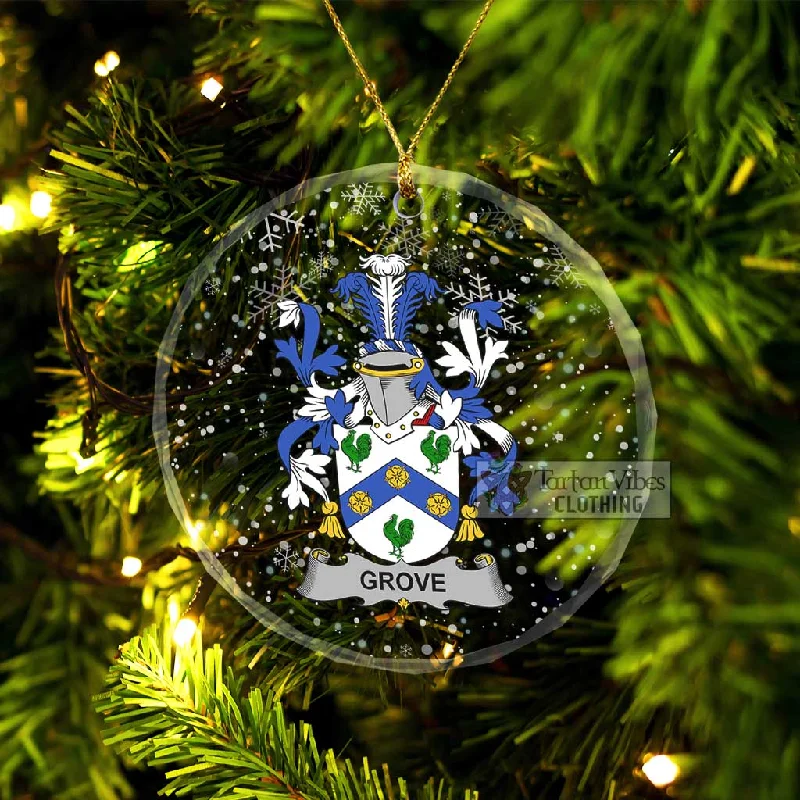 Grove Irish Clan Christmas Glass Ornament with Coat of Arms Tailored Straight A-Line