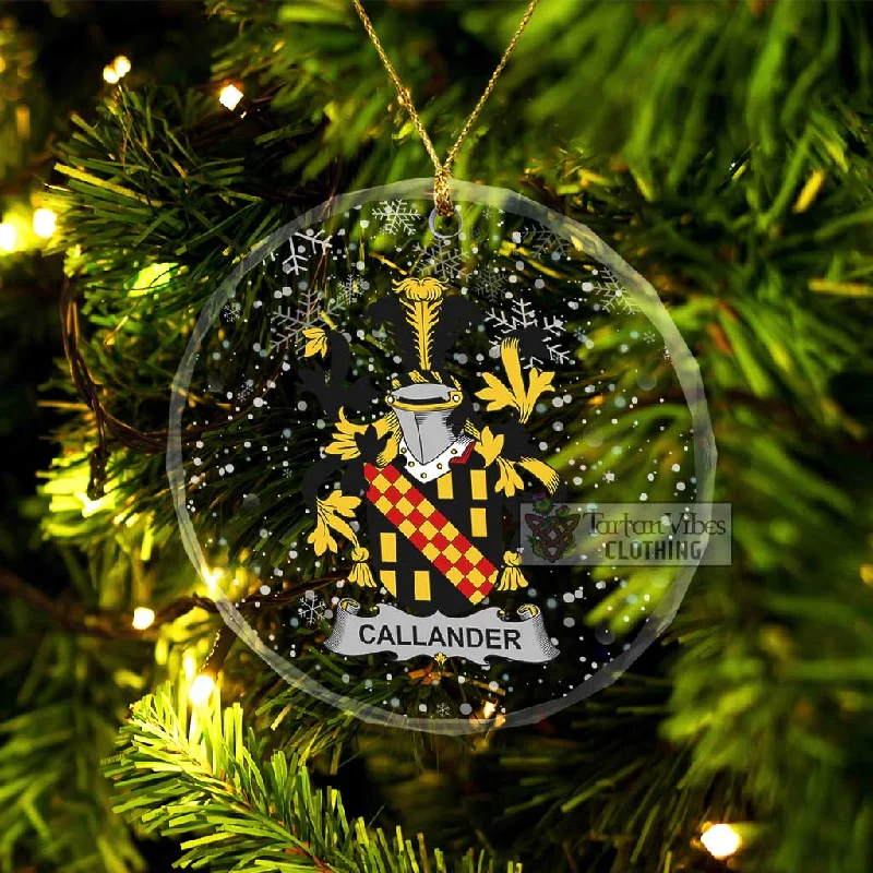 Callander Irish Clan Christmas Glass Ornament with Coat of Arms Pleated Ruffled tiered Callander Irish Clan Christmas Glass Ornament with Coat of Arms Pleated Ruffled tiered