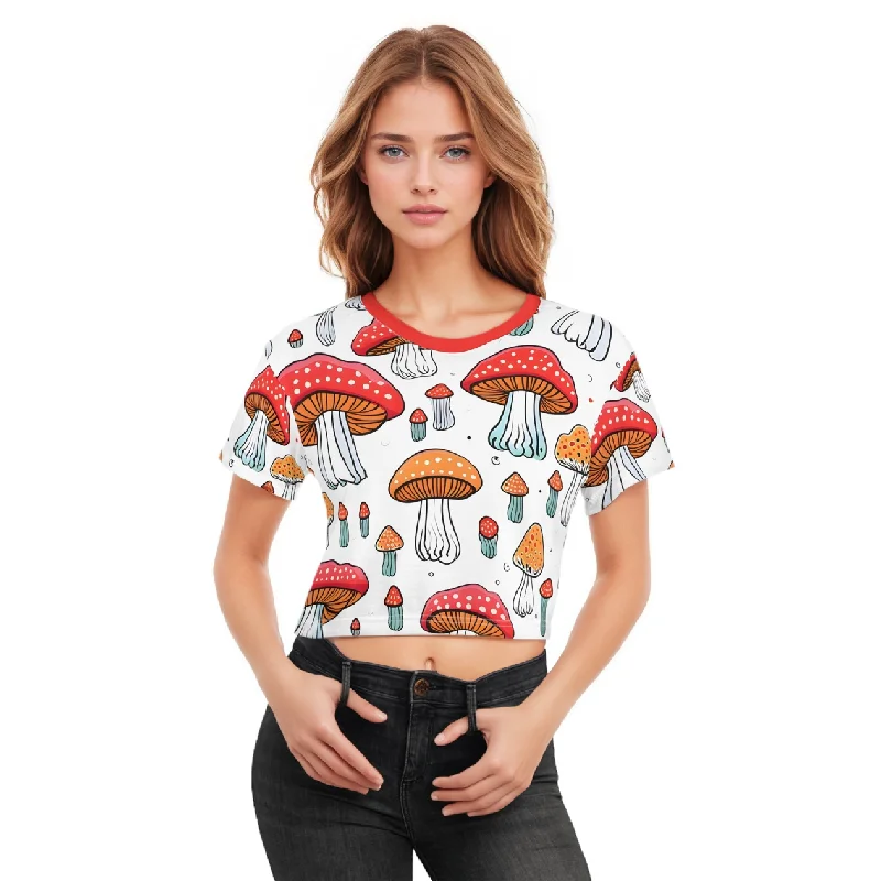 Mushroom Pie Crop Top Tee Elasticated Padded Insulated
