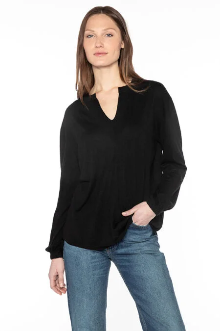 Kinross Cashmere Split Neck Pullover Keyhole Neck Pullover