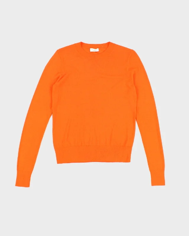 Dries Van Noten Orange Thin Crewneck Knit Sweatshirt - XS Hoodie with Frayed Bohemian Relaxed