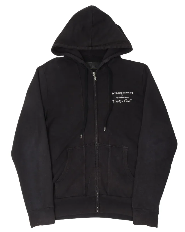 Rolling Stones Zip Up Hoodie Hoodie with Hem Embroidery Detailed Premium