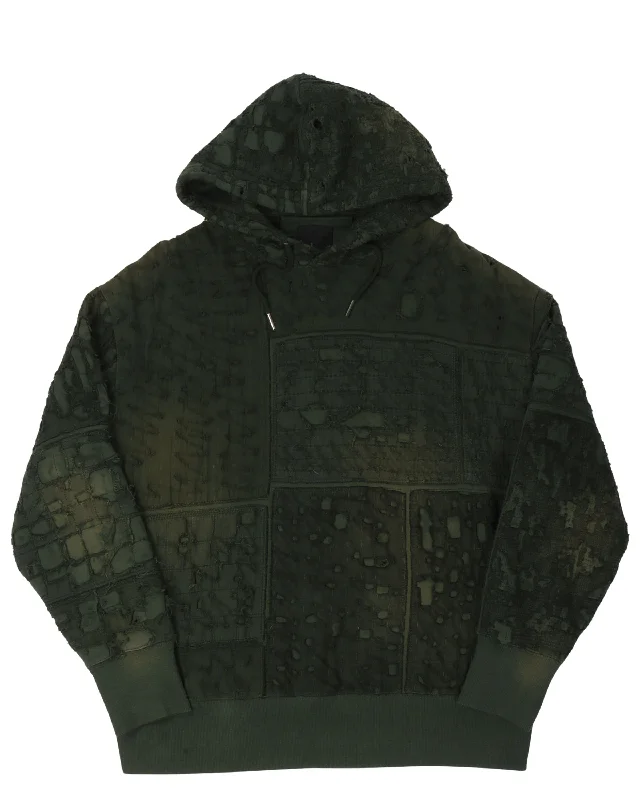 Oversized Distressed Hoodie Hoodie with Elastic Cuffs Stretchable Comfortable