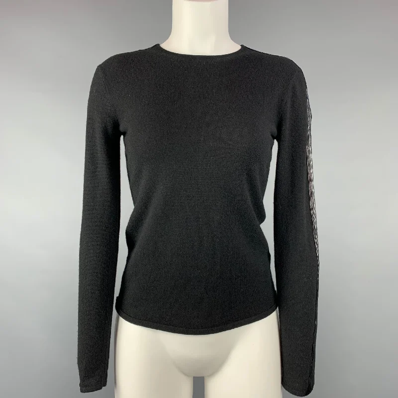 RALPH LAUREN Black Label Size S Black Knitted Cashmere Sequined Pullover Cap Sleeve Casual