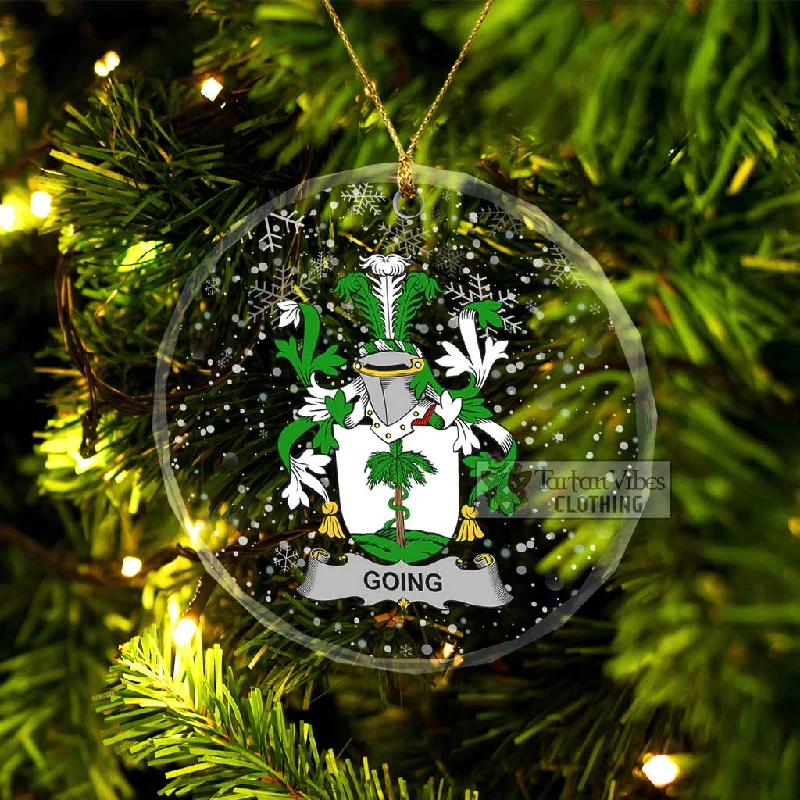 Going Irish Clan Christmas Glass Ornament with Coat of Arms Elasticated Drawstring Belted