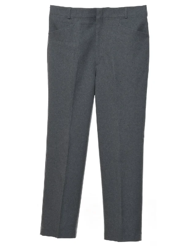 1970s Classic Grey Straight-Fit Suit Trousers - W34 L30 Trousers luxurious high-end