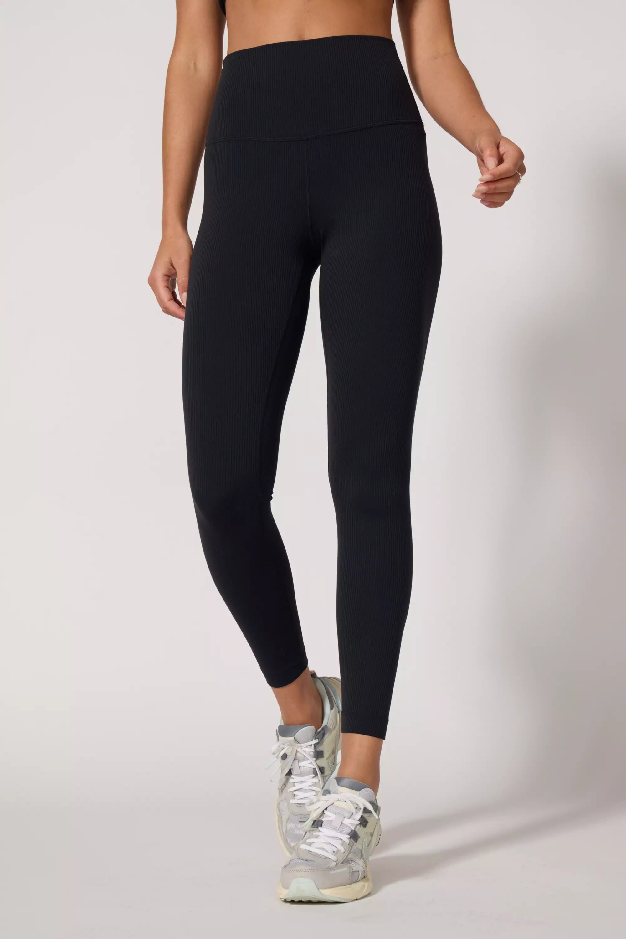 Ribbed Legging - Jet Black Fashionable Sports Compression Leggings