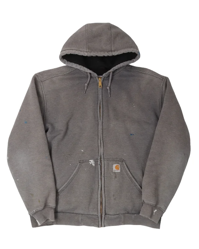 Carhartt Mesh Lined Zip Up Hoodie Hoodie with Button Placket Classic Preppy