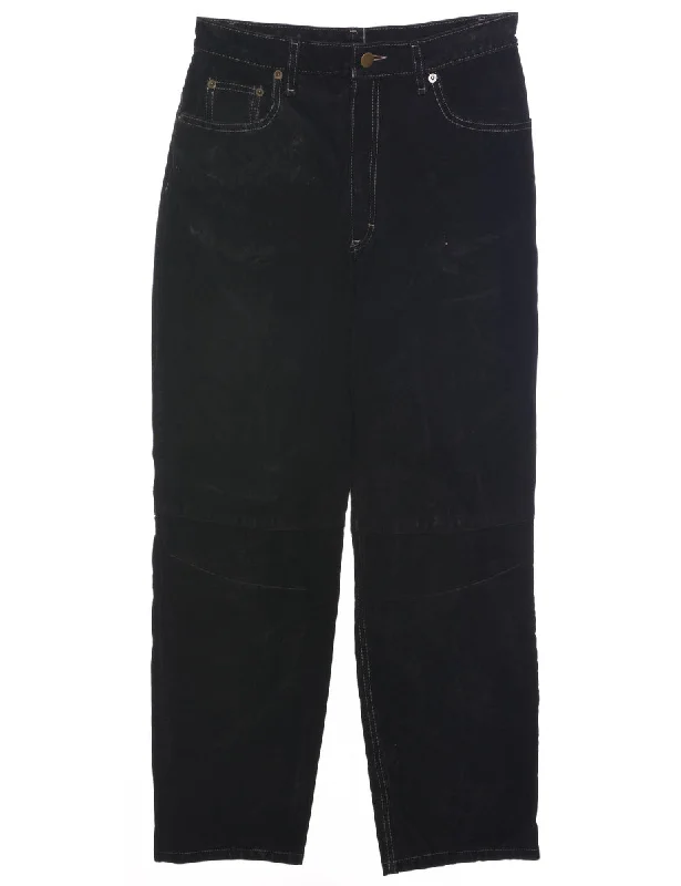 Black Suede Trousers - W26 L27 Trousers practical easy-care