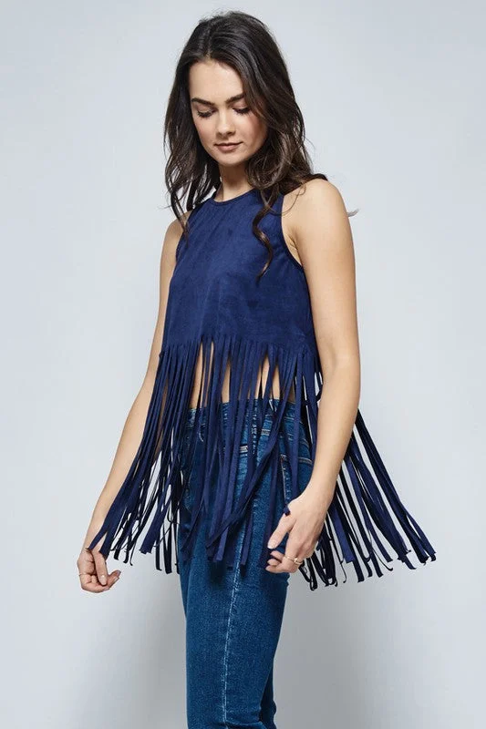 Fringe Crop Top Houndstooth Herringbone Solid