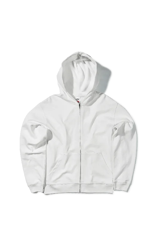 Ready to Dye Cross Country Zip Hoodie Hoodie with Hem Fringe Bohemian Relaxed