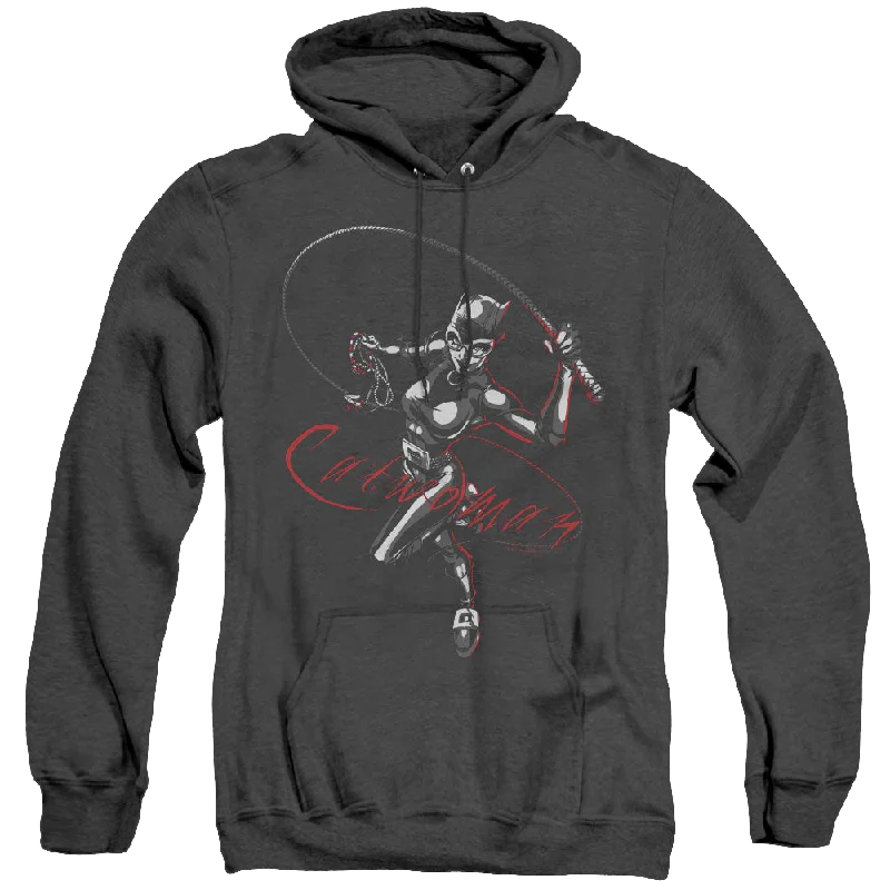 Catwoman Kitten With A Whip - Heather Pullover Hoodie Sheath Sleeve Elegant