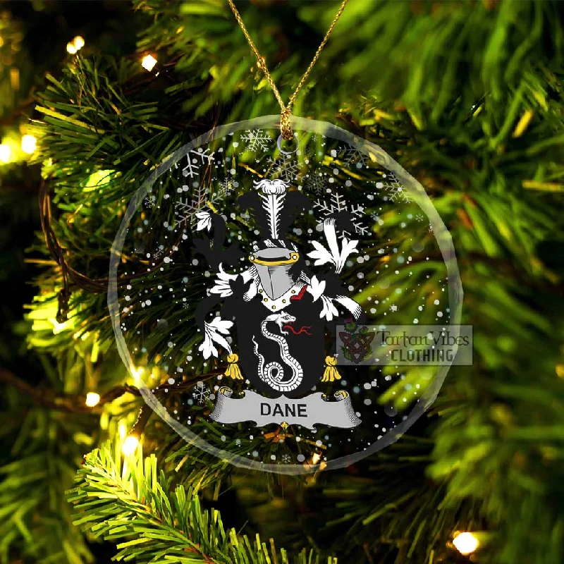 Dane Irish Clan Christmas Glass Ornament with Coat of Arms Herringbone Houndstooth Plaid Dane Irish Clan Christmas Glass Ornament with Coat of Arms Herringbone Houndstooth Plaid