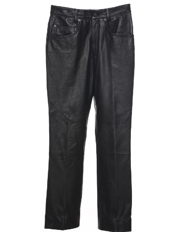 Black Leather Trousers - W29 L32 Trousers Silk Elegant