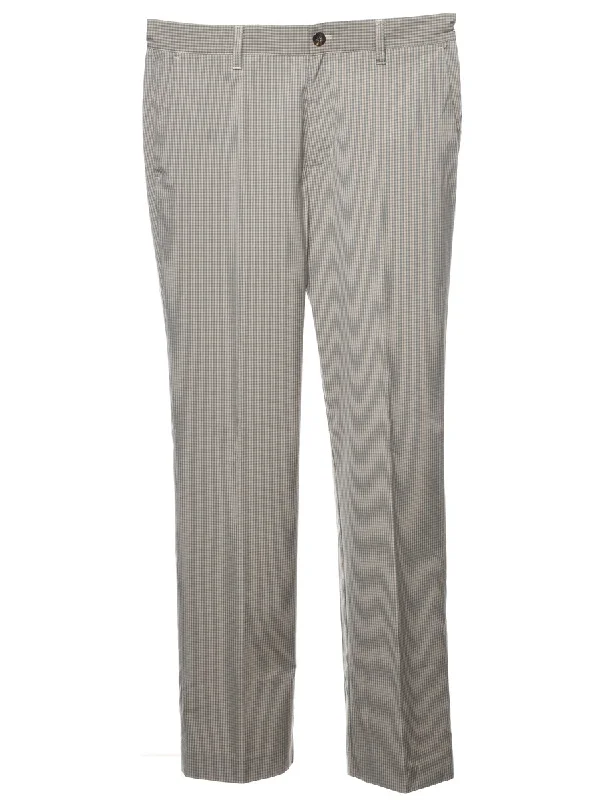 Adidas Checked Pattern Beige & Grey Suit Trousers - W33 L32 Trousers Designer Luxury