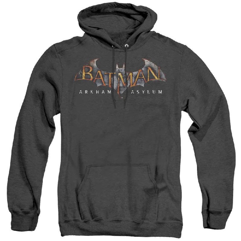 Batman Arkham Asylum Arkham Asylum Logo - Heather Pullover Hoodie Asymmetrical Hem Sweater