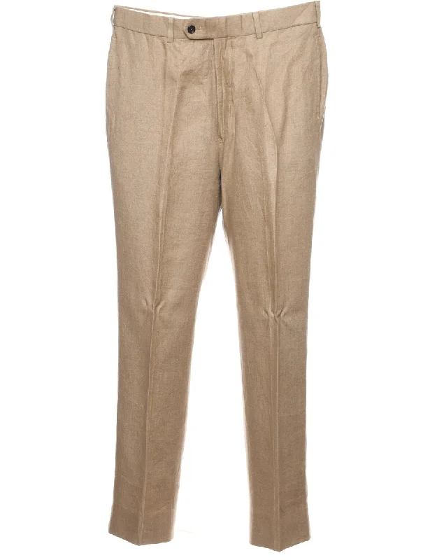 Beige Brooks Brothers Trousers - W34 L34 Chinos Cotton Straight Leg