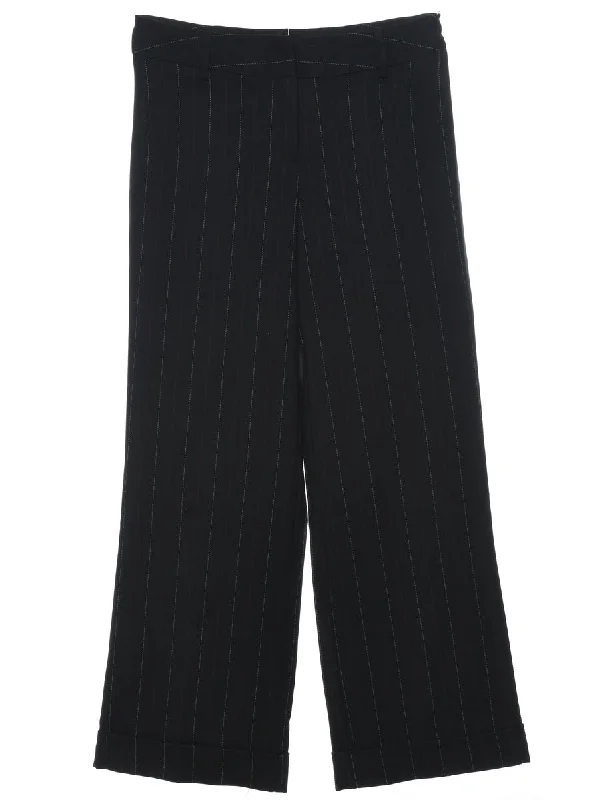 Black Striped Trousers - W30 L28 Trousers Essential Wardrobe
