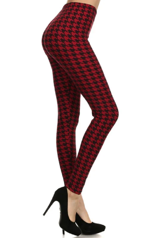 Black Burgundy Geo Design Leggings Comfortable Lounge Leggings