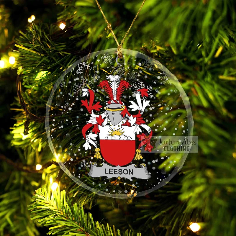 Leeson Irish Clan Christmas Glass Ornament with Coat of Arms A-Line Ball Gown Mermaid