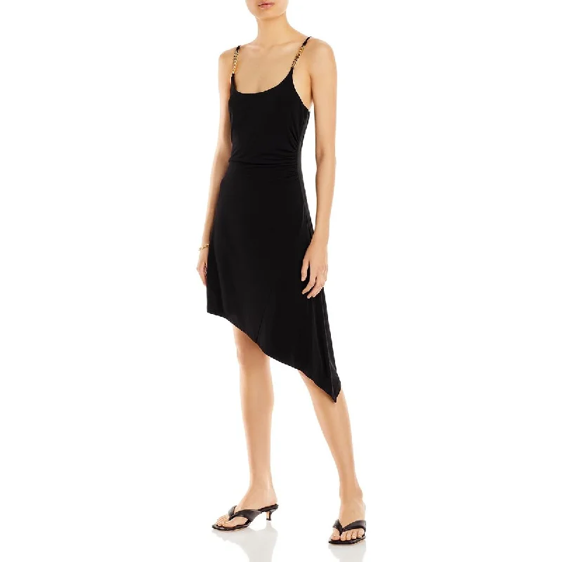 Aqua Womens Asymmetric Midi Slip Dress Stylish Cold Shoulder Midi Dress