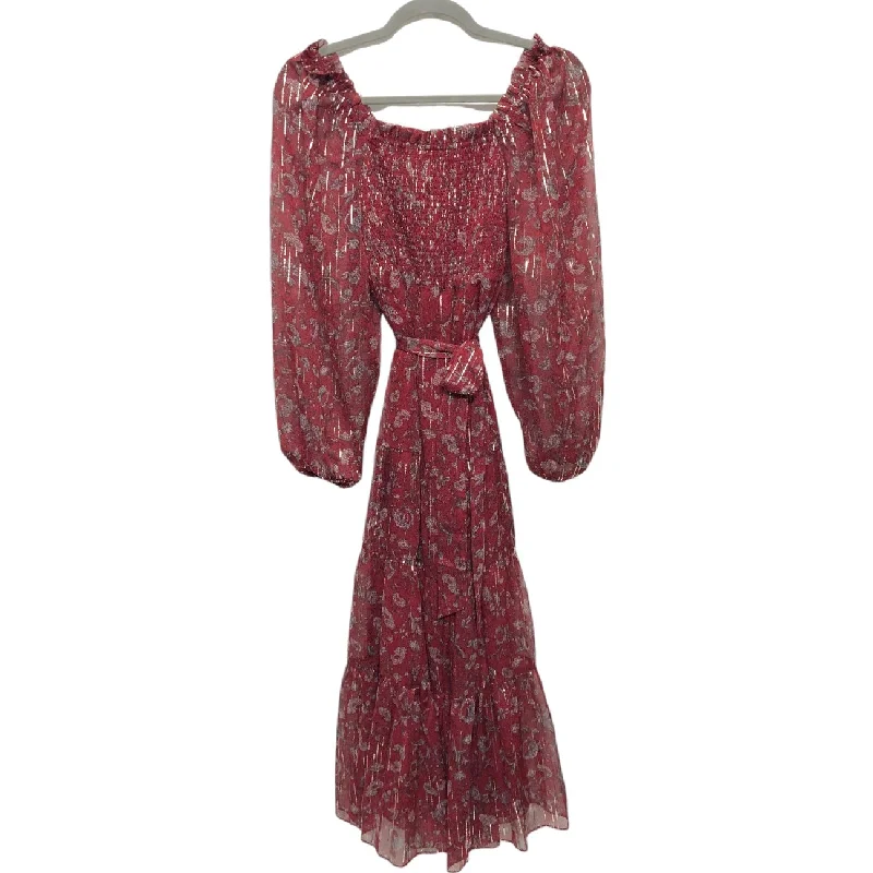 Dress Casual Midi By A Loves A In Red & Silver, Size: M Cozy Midi Dress with Pockets Dress Casual Midi By A Loves A In Red & Silver, Size: M Cozy Midi Dress with Pockets
