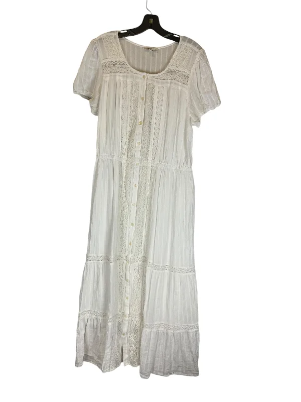 Dress Casual Midi By American Eagle In White, Size: Xxl Fashionable Floral Embroidery Midi Dress Dress Casual Midi By American Eagle In White, Size: Xxl Fashionable Floral Embroidery Midi Dress