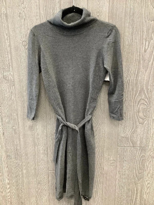 Dress Casual Midi By Ann Taylor In Grey, Size: S Fashionable Fitted Midi Dress