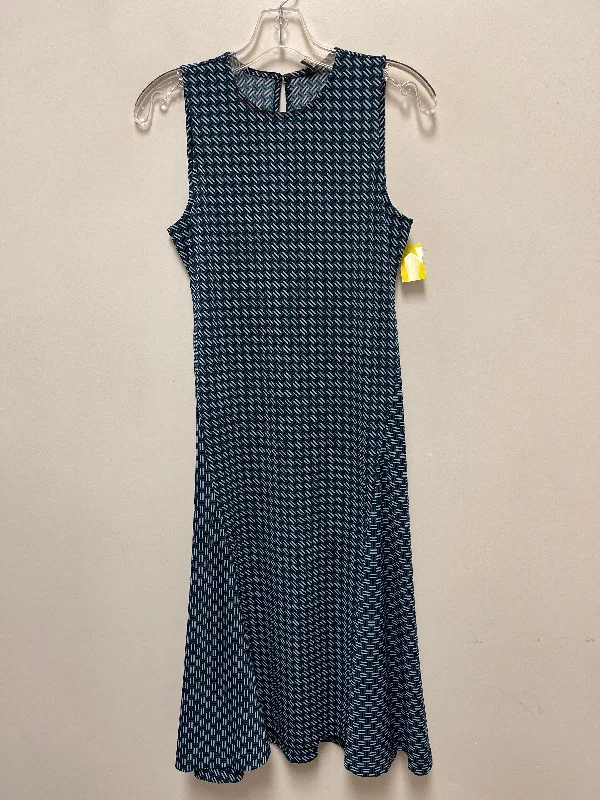 Dress Casual Midi By Ann Taylor In Teal, Size: Xs Trendy Long Sleeve Midi Dress