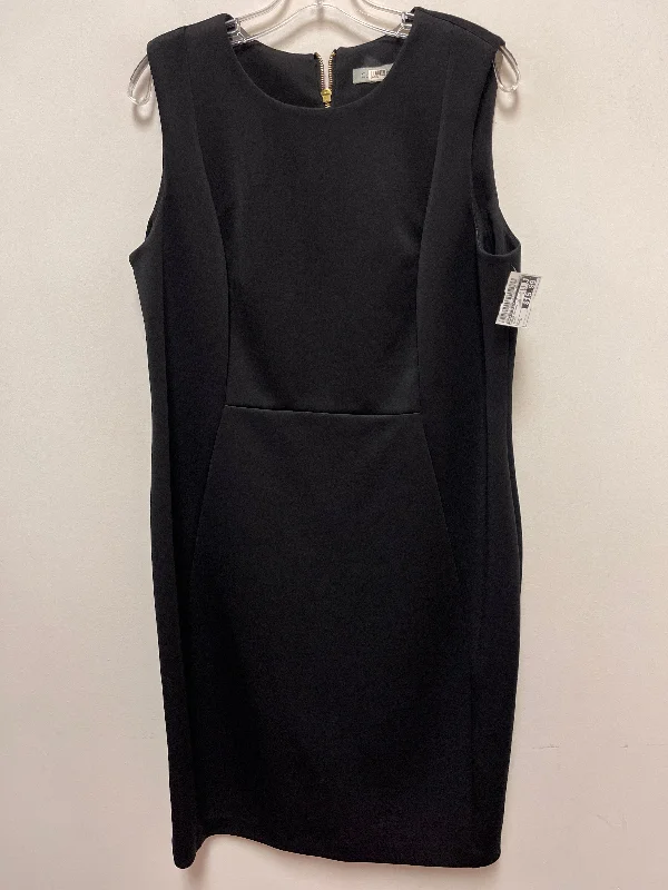 Dress Casual Midi By Calvin Klein In Black, Size: L Chic Floral Print Midi Dress