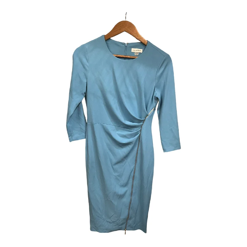 Dress Casual Midi By Calvin Klein In Blue, Size: 6 Fashionable Pleated Midi Dress