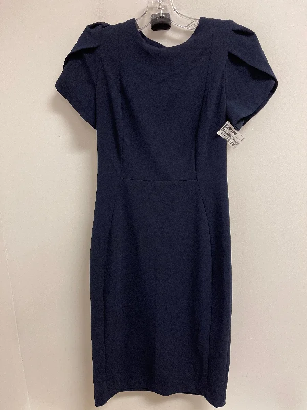 Dress Casual Midi By Calvin Klein In Navy, Size: S Stylish Midi Dress with Cuffs