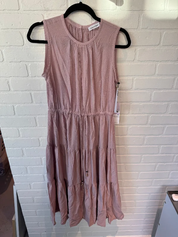 Dress Casual Midi By Calvin Klein In Pink, Size: S Elegant Floral Appliqué Midi Dress
