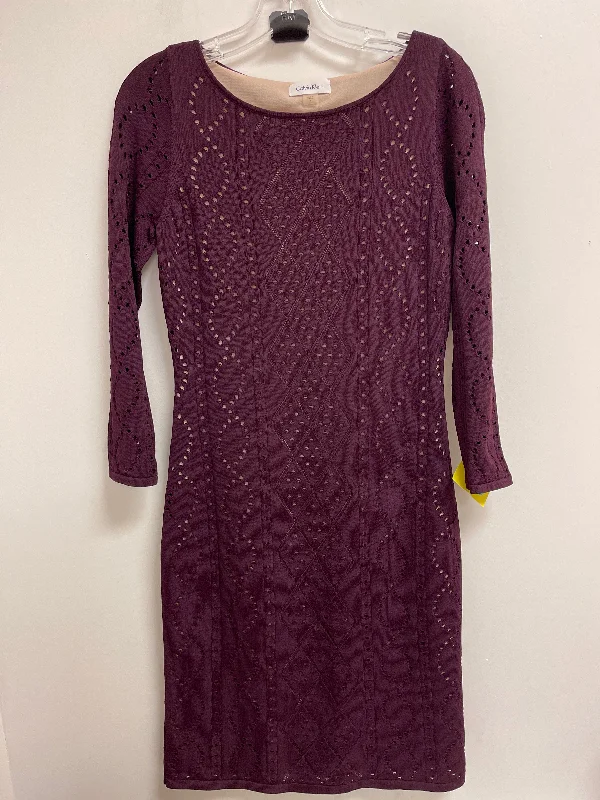 Dress Casual Midi By Calvin Klein In Purple, Size: S Stylish Cold Shoulder Midi Dress Dress Casual Midi By Calvin Klein In Purple, Size: S Stylish Cold Shoulder Midi Dress