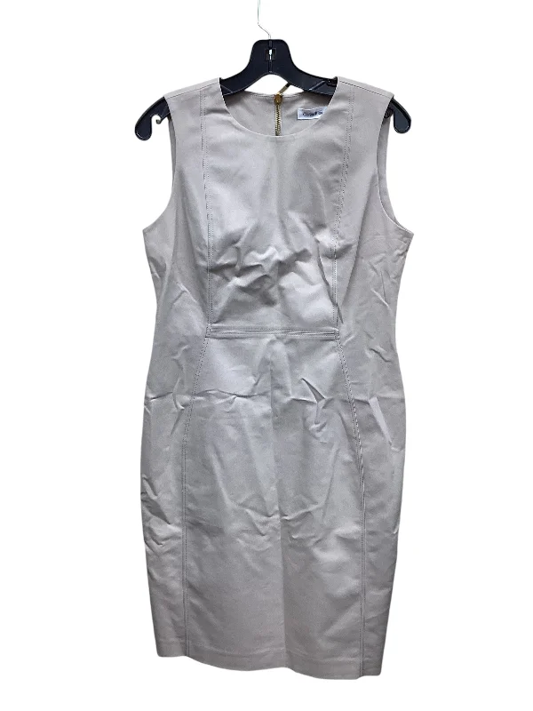 Dress Casual Midi By Calvin Klein In Tan, Size: M Trendy Bodycon Midi Dress
