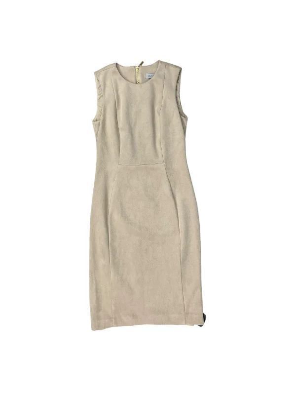 Dress Casual Midi By Calvin Klein In Tan, Size: S Comfortable Draped Midi Dress