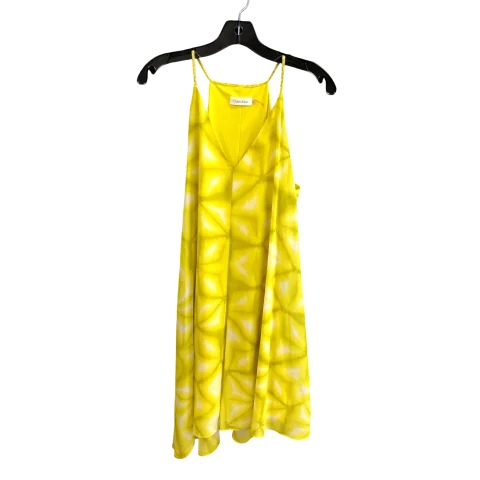 Dress Casual Midi By Calvin Klein In White & Yellow, Size: 12 Trendy Flared Sleeve Midi Dress Dress Casual Midi By Calvin Klein In White & Yellow, Size: 12 Trendy Flared Sleeve Midi Dress