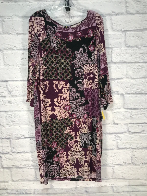 Dress Casual Midi By Chicos In Purple & Tan, Size: M Comfortable Geometric Print Midi Dress Dress Casual Midi By Chicos In Purple & Tan, Size: M Comfortable Geometric Print Midi Dress